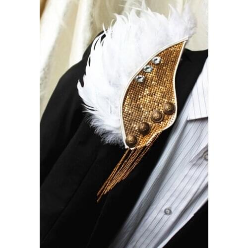 Original brooch with diamond feather wings, Prom Tassel Epaulets