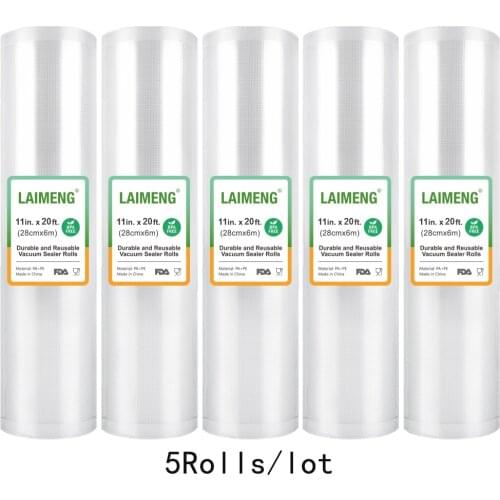 YUMYTH Vacuum Bags Rolls For 5 Rolls BPA-Free Food Vacuum Sealer Packaging Plastic Storage Bags Sous Vide Bags