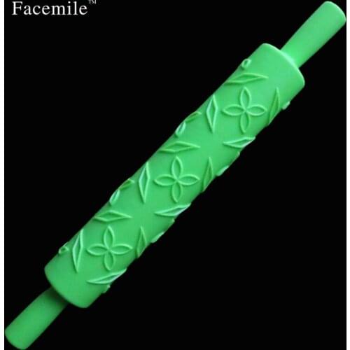 Gift Facemile 1Pc Good Useful Plastic Wicker Gift Decorating Paste Stick Rolling Pin Fondant Embossed Tool 04061