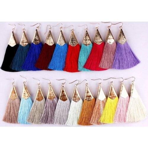 Polished Arrowhead Silk Tassel Long Fan Fringe Dangle Drop Earrings for Women Thanks Giving Day Gift Mother Day Gift Women Chic