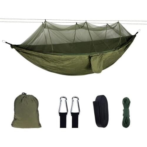 1-2 Person Portable Outdoor Camping Hammock with Mosquito Net High Strength Parachute Fabric Hanging Bed Hunting Sleeping Swing