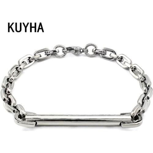 Simple Style Chain Link Charm Bracelet Women Men Fashion Round 316L Stainless Steel Jewelry Elegant Wild Charm Bangle