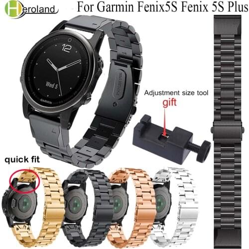 Quick release 20mm stainless steel Easy Fit watch band strap for Garmin Fenix 5s /5S plus Metal smart wristbands bracelet+tool