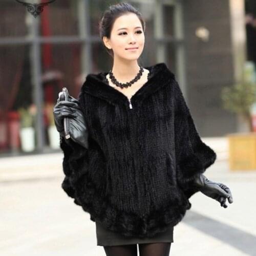 NEW Knitted Genuine real natural Mink Fur Shawl Wrap Cape women mink fur coat EMS free shipping