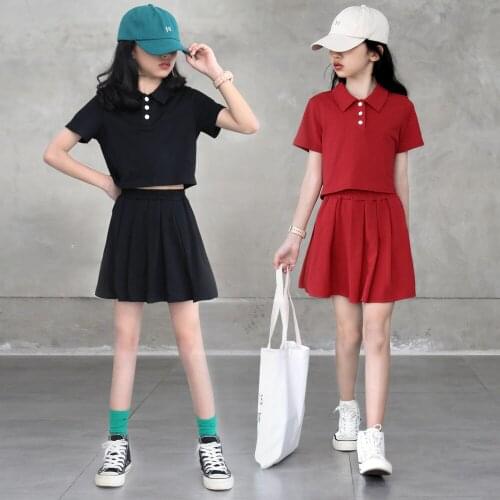 JK School Uniform Girl Set 2021 New Summer Kids Clothes Set Tee and Skirt Pants Toddler Children Set Teen Suit Knit Cotton,#6271