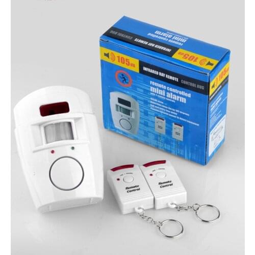 PIR alarm system with infrared Sensor, 2 wireless home security remote controls, burglar alarm with motion Detector, 105DB siren