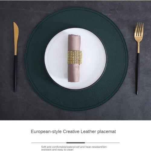 PU Light Luxury Waterproof Placemat Oil-proof Double-layer Leather Cushion Round Western Placemat Nordic Dining Table Placemat