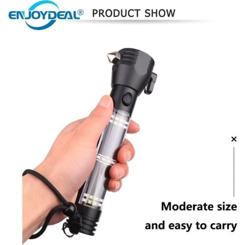 Solar Power LED Flashlight Multi-functional USB Rechargeable Tactical Multi-function Torch Car Emergency Tool Compass Emergency