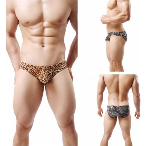 3Pcs/Pack Mens Triangle Leopard Briefs, Sharp Convex Briefs, Low Waist Sexy Breathable Briefs For Men