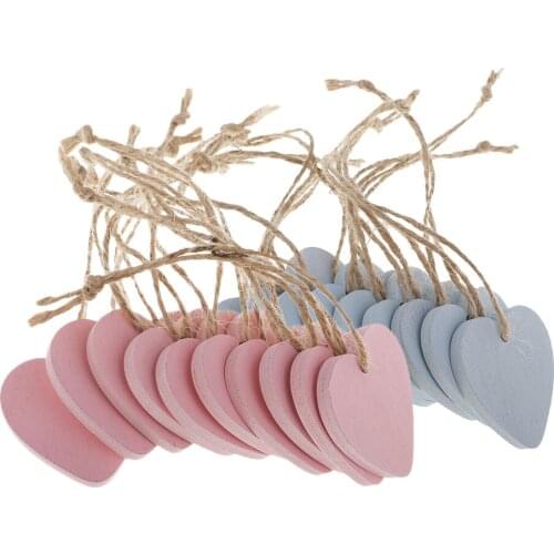 Pack of 20 Wooden Heart Tags with Holes String Hook for Birthday Boards, Valentine,Wedding