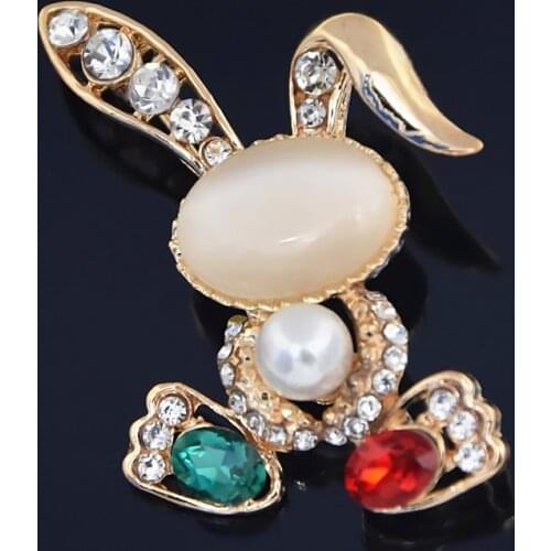 Utei Jewelry Gold Color Alloy Stunning Crystal Exquisite Cute Rabbit Brooch Amazing Bugs Bunny Collar P