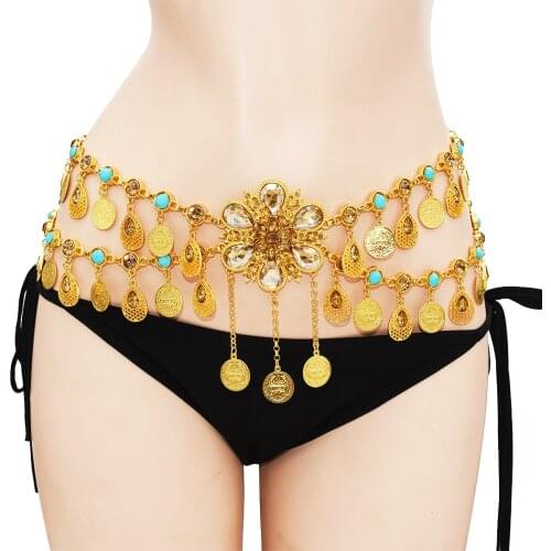 Bohemian Vintage Silver Crystal Coin Tassel Body Chain Turkish Gypsy Tribe Sexy Ladies Belly Chain Beach Dance Belt Jewelry