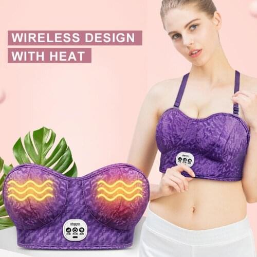 USB Charging Electric Breast Massage Bra Vibration Chest Massager Growth Enlargement Enhancer Breast Heating Stimulator Machine