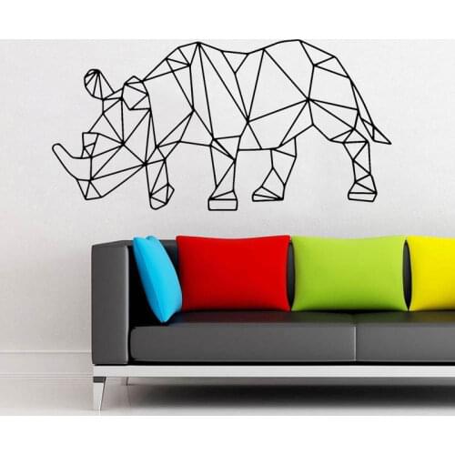 Geometric Rhino Animals Wall Sticker Vinyl Home Decor For Living Room Bedroom Interior Decoration Mural Decals Removable 4023