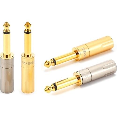 1Pcs gold-plated 6.5 large three-core balanced professional power amplifier audio plug 6.35 guitar microphone plug fever trs