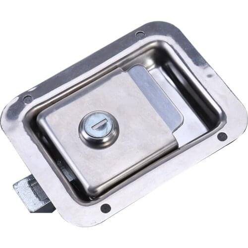 1Pcs Stainless Stee Lock Durable Portable Stainless Steel Paddle Handle Lock Heavy Duty Flush Mount Lock for Trailer A35 Safety