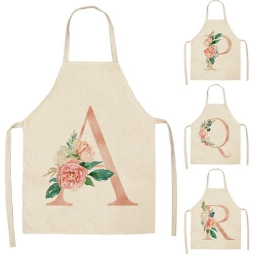 1PC Nordic Kitchen Apron Cotton And Linen Apron Printed Flower Letters Sleeveless Anti-Fouling Apron Cleaning Accessory