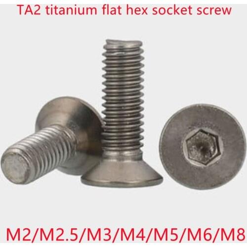 10pcs din7991 m2 m2.5 M3 M4 M5 M6 titanium TA2 Flat hex socket countersunk head machine screw