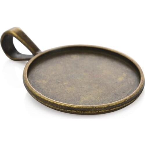 10Pcs Fit 25mm Glass Cabochon Cameo Base Tray Bezel Pendant Blank Base For DIY Making Findings