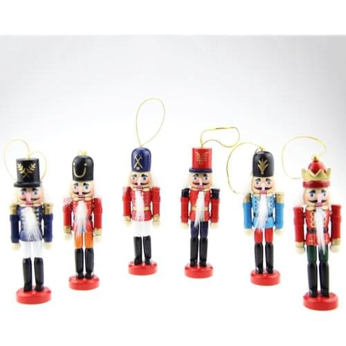 12cm Wooden Nutcracker Soldier Merry Christmas Decorations for Home Xmas Tree Pendants Ornaments New Year Gifts Decor Kids Doll