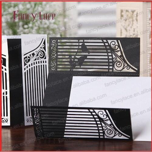 2017 Hot Sale Laser Cut Paper Elegant Love Birds Wedding Greeting Cards & Wedding Invitation Card, Lace Wedding Invitation 50PCS