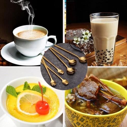 304 Steel Dinnerware Set Spoon Tea Spoon Dessert Coffee Kitchen Spoons Ice Long Handle Accessories Tools Bar New Cream F4F6
