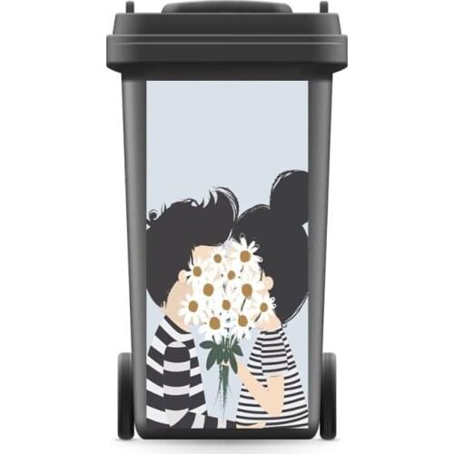 3D Rubbish Bin Sticker Art Couple Love Wallpaper mural Wall Print Decal Removable Wall Mural Photo self adhesive Gift