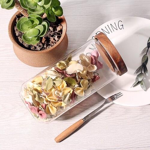Acacia wood covered glass storage can high borosilicate glass sealed can flower tea coarse cereals can glass jars mason jars
