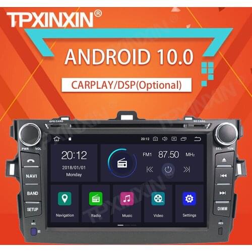 4+64G For Toyota Corolla 2007-2013 Android10.0 Stereo Car Radio Tape Recorder Multimedia Video Player GPS Navigation HeadUnit