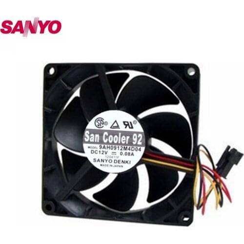 For SANYO 9AH0912M4D04 9025 9CM 90mm 12V 0.08A silent cooling fan 90*90*25mm
