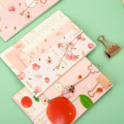 1 Pc Random Cherry Sweet Pink Notebook Cute Small Fresh Stationary Supplies Journal Scrapbooking Material Decoration Accessories