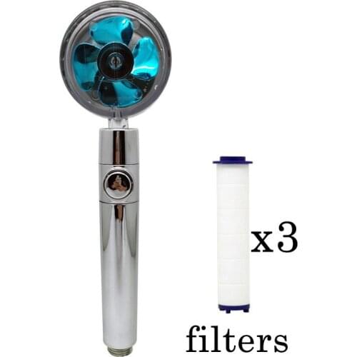 Bathroom 360 Rotated High Pressure Water Saving Rainfall Hand-held Pressurized Massage Bathroom Spray Shower Head With Propeller