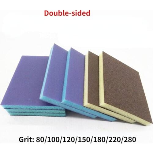 2PCS Double-sided Sponge Sand Block Black Gray Color 96*120*11 80-280 Grit Sandpaper For Furniture Woodworking Plastic Polishing
