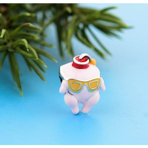 Enamel Cartoon Charms With Glasses For Original Snake Bracelet Authentic Jewelry 925 Sterling Silver Pink Bead Women Berloque