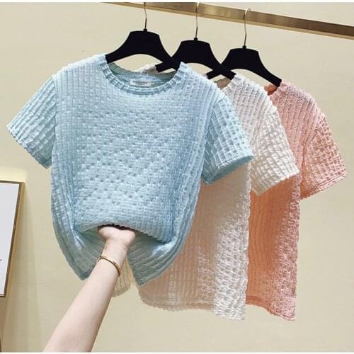 GGRIGHT 2021 Cotton Summer Folds Tees Tops Woman Plus Size Short Sleeve Oversized T shirt Big Girls Clothing Tshirt Pink Apricot