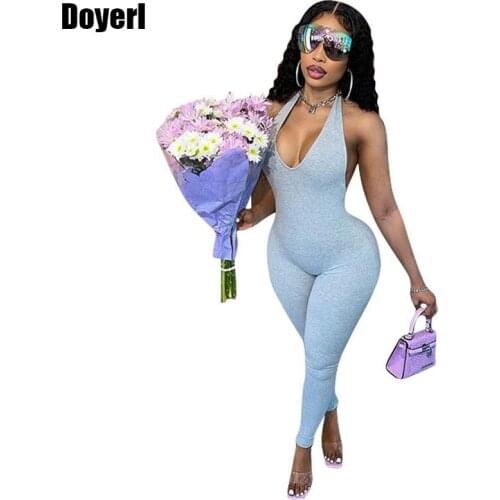 Streetwear Bodycon Jumpsuit Women Summer Clothing Overalls Club Outfits for Women Sport Backless Skinny Rompers Womens Jumpsuit