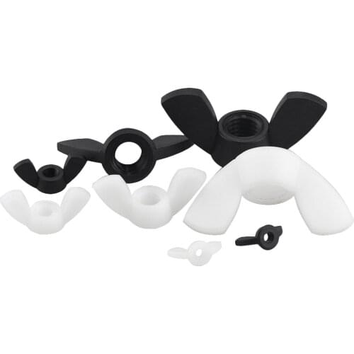 M3 M4 M5 M6 M8 M10 M12 Hand Tighten Black OR White Nylon Nut Wingnut Butterfly Nut Ingot Plastic Wing Nuts