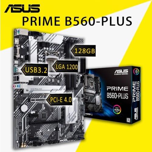 LGA 1200 Asus PRIME B560-PLUS Motherboard DDR4 128GB PCI-E 4.0 M.2 SSD Support 10th/11th-Gen Intel CPU PC Intel B560 Placa-mãe