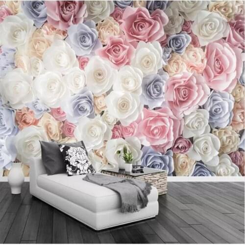 Hand Painted 3D Floral Garden Roses Custom Photo Wallpaper Mural Living Room Sofa TV Background Wall Covering Papel De Parede 3D