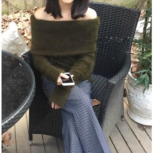 New Womens Plush mink cashmere sweater knit sweater female water F1215