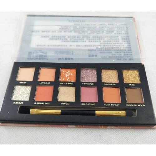 Hudamoji 12 Colors Koi Eyeshadow Pearlescent Matte Fine Glitter Eyeshadow Palette Earth Color Beginner Eyeshadow Eye Makeup