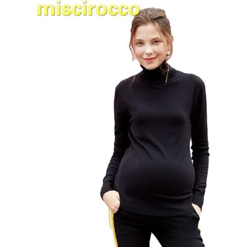 Maternity dresses Winter Sweaters Pregnant women turtlenecks Render unlined upper garment warm go out