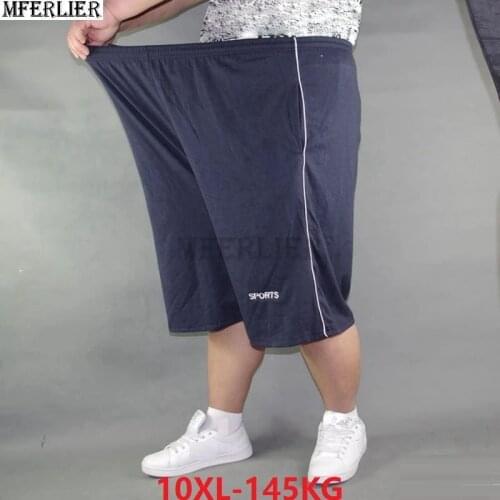Summer Men plus size big shorts cotton 10XL sports stretch shorts oversize elasticity soft loose Comfortable shorts navy blue 60