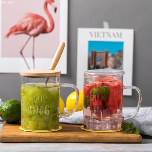 INS Nordic Water Cup Glass Cup Home Goodmorning Milk Student Cup Straight Body and Garden Cup Simple