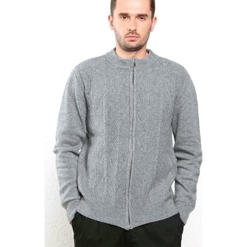 High Quality 100% Merino Wool Cashmere Knitted Cardigans Man Oneck Long Sleeve Sweater Zipper 2020 New Fashion Male Clothes Tops