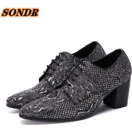 Mens leather dress shoes high heels gents elegant shoes man wedding classic formal oxford zapatillas hombre crocodile shoes
