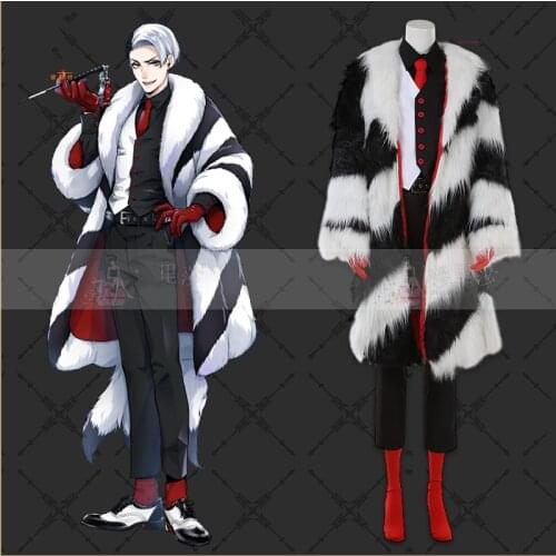 Twisted Wonderland Divus Crewel Cosplay Costume Unifrom Outfit Winter Fur-lined Overcoat Halloween Costumes Fancy Party Suits