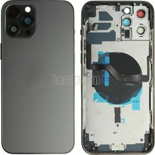 5Pcs Back Housing cover For iPhone 12 pro max Battery Cover Rear Door with Chassis Frame + SIM Tray + Side Key Parts