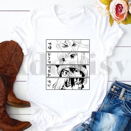 Dr.STONE Ishigami Senkuu Manga Japanese Anime Short Sleeve Female Tops Tees Harajuku VintageT Shirts Womens T-shirt