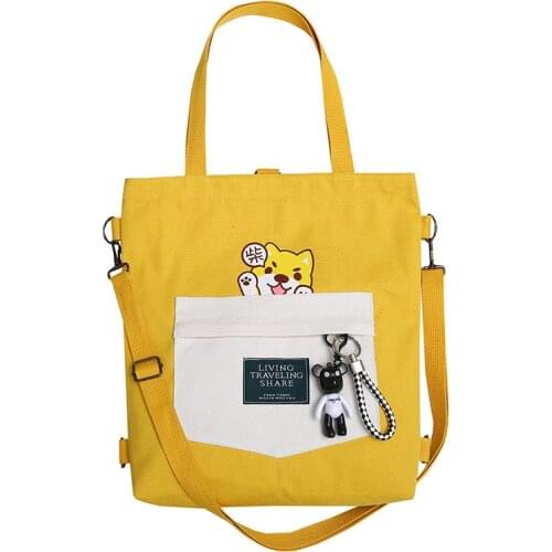 2019 Ladies Handbags Cartoon Print Cloth Canvas Tote Bag Cotton Shopping Travel Women Eco Reusable Shoulder Shopper Bags bolsas